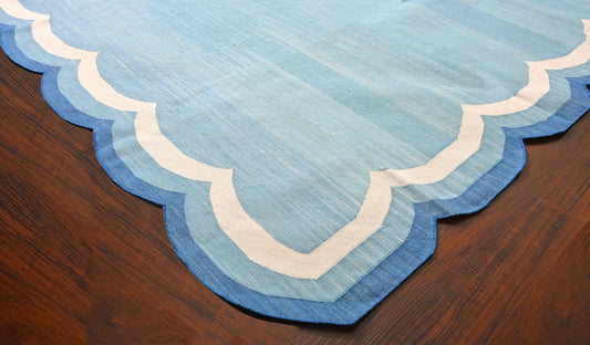 Modern Handmade Cotton Scalloped Rug