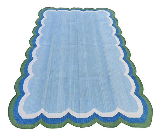 Modern Handmade Cotton Scalloped Rug