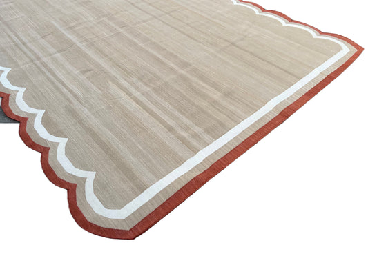 Modern Handmade Cotton Scalloped Rug