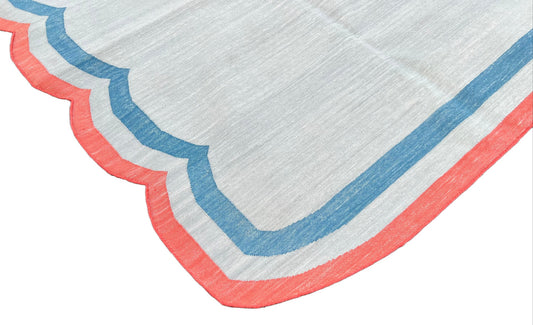 Modern Handmade Cotton Scalloped Rug