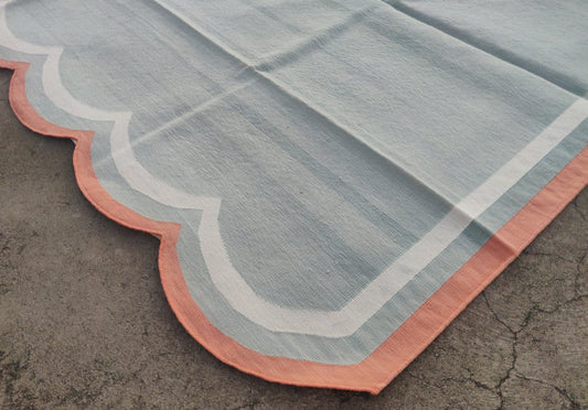 Modern Handmade Cotton Scalloped Rug