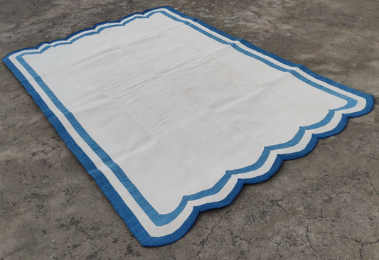 Modern Handmade Cotton Scalloped Rug