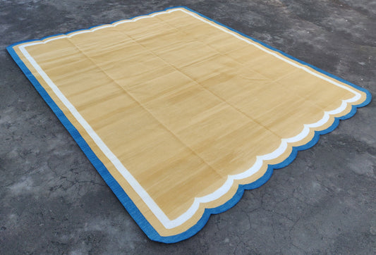 Modern Handmade Cotton Scalloped Rug