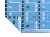 Modern Handmade Cotton Blue And Lavender Flat Weave Geometric Rug-6516
