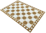 Modern Handmade Cotton Tan And White Geometric Tile Star Rug-6519