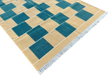 Modern Handmade Cotton Checked Rug