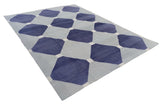 Modern Handmade Cotton Checked Rug